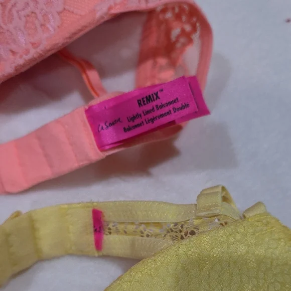 La SENZA Lace Remix Demi Bra Set - Peach and Yellow - Picture 2 of 9